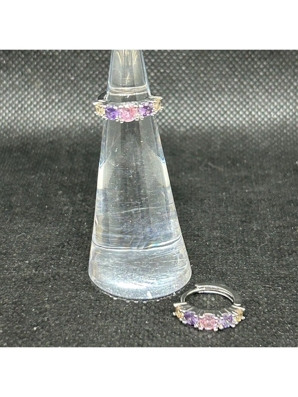 New 18K Gold Plated Hoop Earrings W/zirconia Inlay Elegant Vintage Style